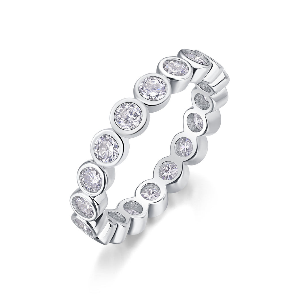 Étreinte Continue, 18k White Gold-Plated S925 Sterling Silver Moissanite Wedding Ring