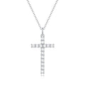 Chemin Clair, 18K White Gold-Plated S925 Sterling Silver Moissanite Cross Pendant Necklace
