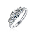 Trinité Éclat, 18k White Gold-Plated S925 Sterling Silver 1.0ct Three-Stone Moissanite Adjustable Engagement Ring