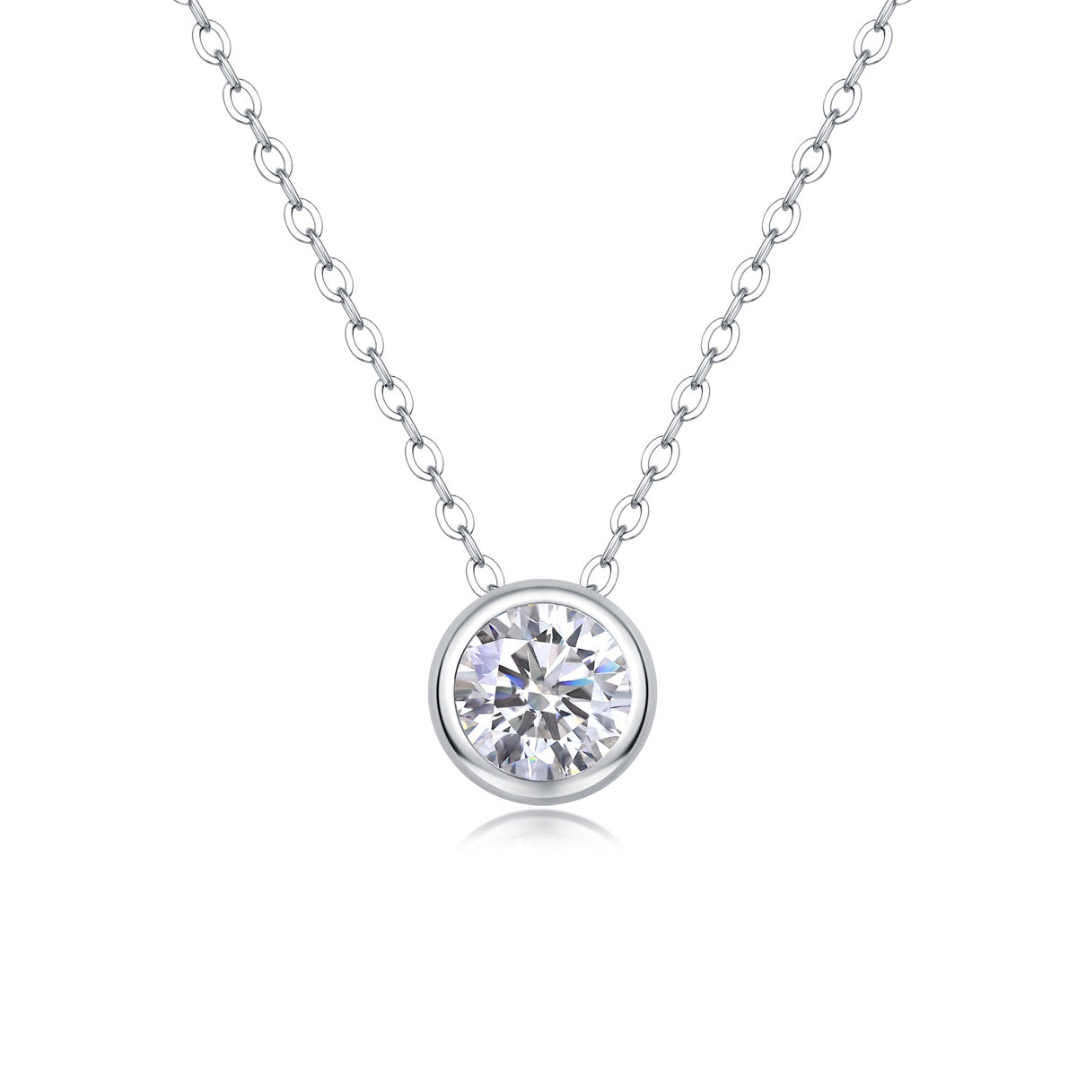 Clarté Seule, 18k White Gold/Champion Gold-Plated S925 Sterling Silver 1.0ct Moissanite Pendant Necklace