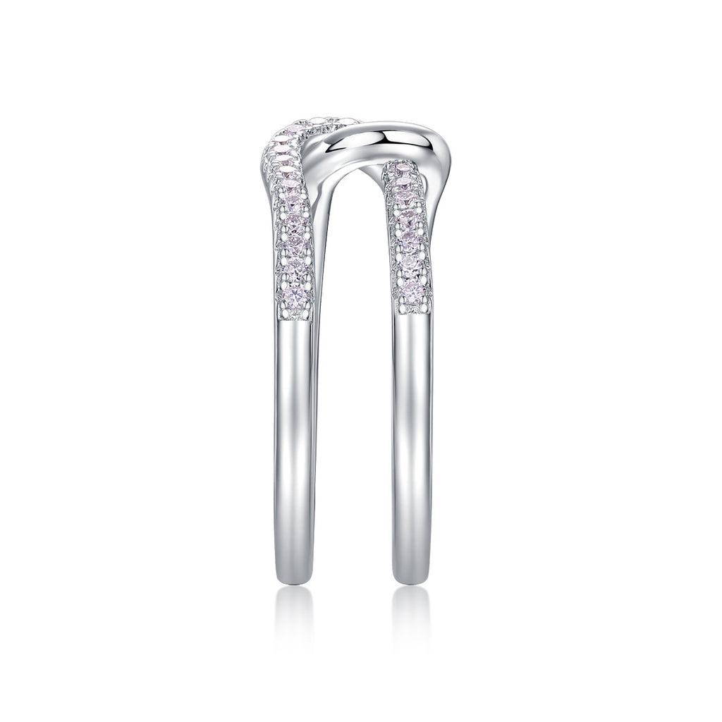 Nœud Éternel, 18k White Gold-Plated S925 Sterling Silver 0.22ct Moissanite Wedding Ring
