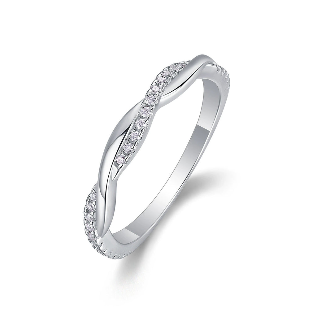 Ligne Élégante, 18k White Gold-Plated S925 Sterling Silver Moissanite Wedding Band