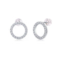 Cercle Infini, 18k White Gold-Plated S925 Sterling Silver Pavé Moissanite Circle Stud Earrings