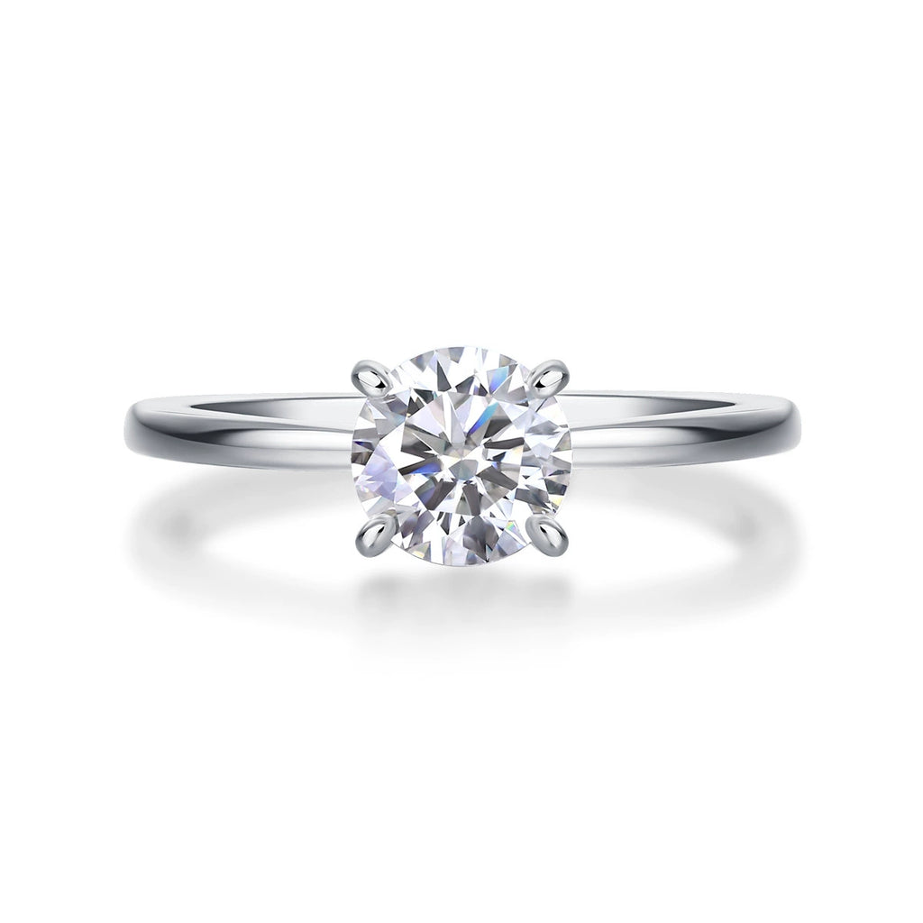 Clarté Solitaire, 18k White Gold-Plated S925 Sterling Silver Moissanite Solitaire Ring