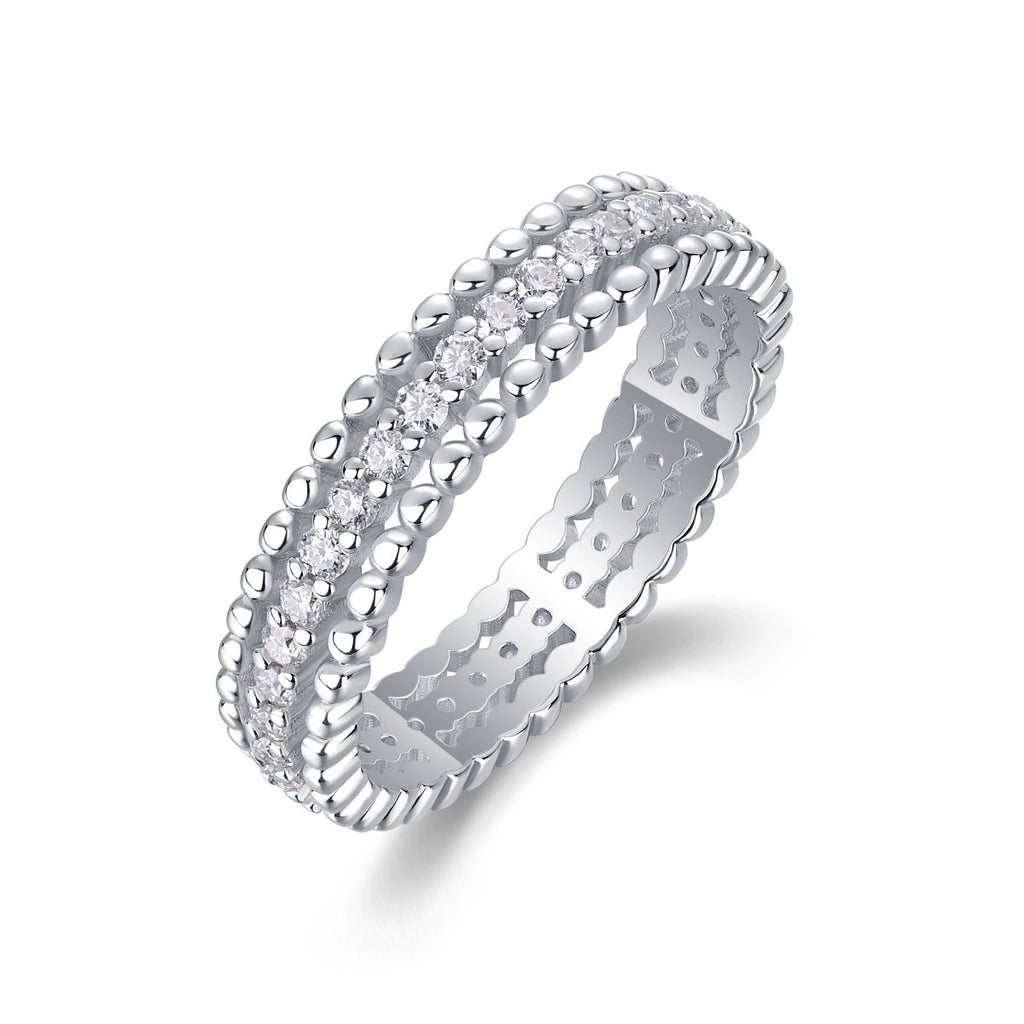 Rêverie Élégante, 18k White Gold-Plated S925 Sterling Silver 0.57CT Moissanite Wedding Band