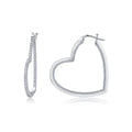 Cœur Ligne, 18k White Gold-Plated S925 Sterling Silver 0.72ct Pavé Moissanite Heart Hoop Earrings