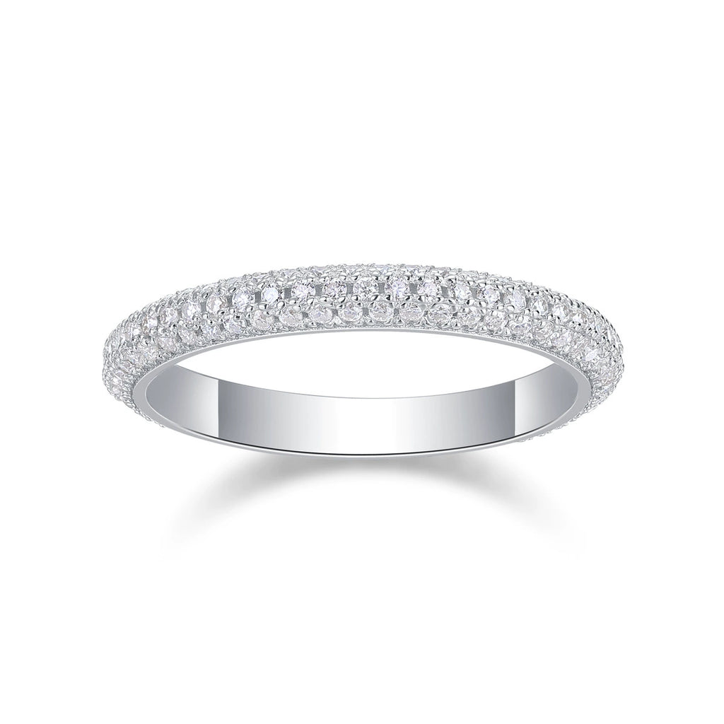 Brume Éternelle, 18k White Gold-Plated S925 Sterling Silver 0.153CT Moissanite Micro Pavé Wedding Band