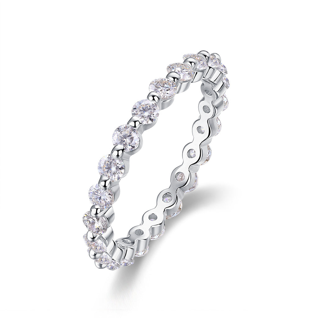 Moment Éternel, 18k White Gold-Plated S925 Sterling Silver 1.32ct Moissanite Wedding Ring