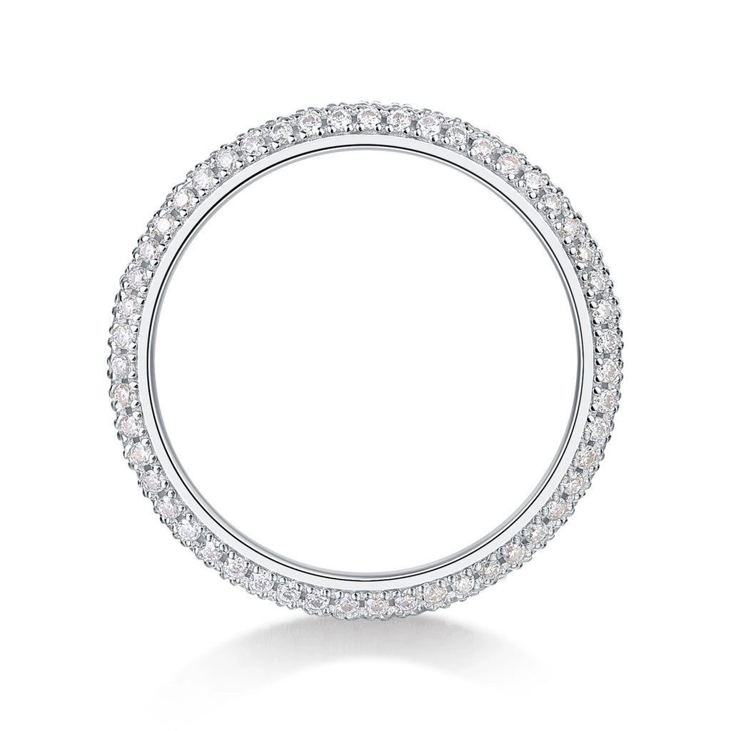 Brume Éternelle, 18k White Gold-Plated S925 Sterling Silver 0.153CT Moissanite Micro Pavé Wedding Band