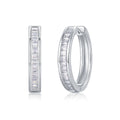 Aube Rectiligne, 18k White Gold-Plated S925 Sterling Silver 0.92ct Baguette Moissanite Hoop Earrings
