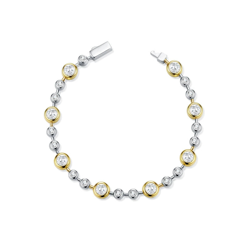 Lumière Alternée, 18k White Gold-Plated S925 Sterling Silver Moissanite Bracelet