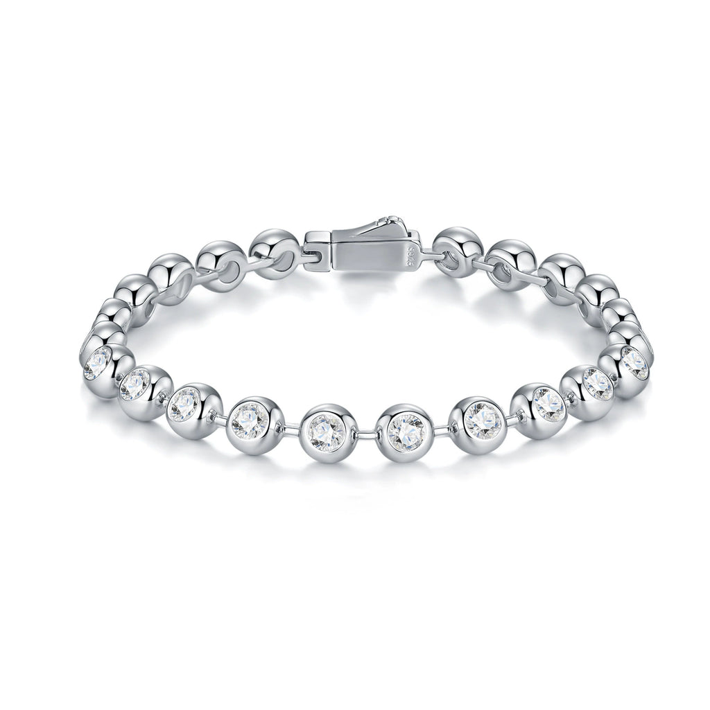 Éclat Perlé, 18k White Gold-Plated S925 Sterling Silver Moissanite Bracelet