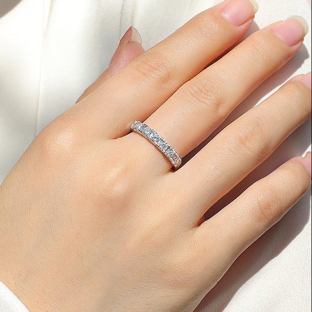 Ligne Éternelle, 18k White Gold-Plated S925 Sterling Silver Moissanite Wedding Ring