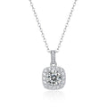 Éclat Carré, 18k White Gold-Plated S925 Sterling Silver Moissanite Pendant Necklace