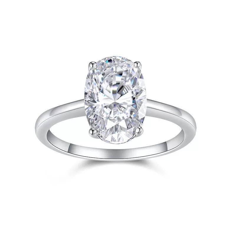 Ovale Évidence, 18k White Gold-Plated S925 Sterling Silver Moissanite Engagement Ring