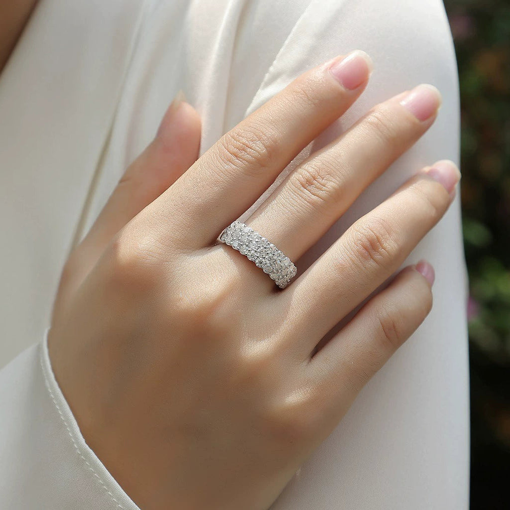 Constellation Pavée, 18k White Gold-Plated S925 Sterling Silver Moissanite Wedding Ring