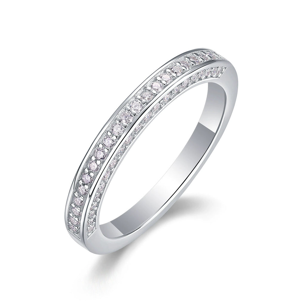 Lune Étreinte, 18k White Gold-Plated S925 Sterling Silver 0.5ct Moissanite Wedding Ring