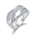 Entrelacé Moderne, 18k White Gold-Plated S925 Sterling Silver Moissanite Statement Ring