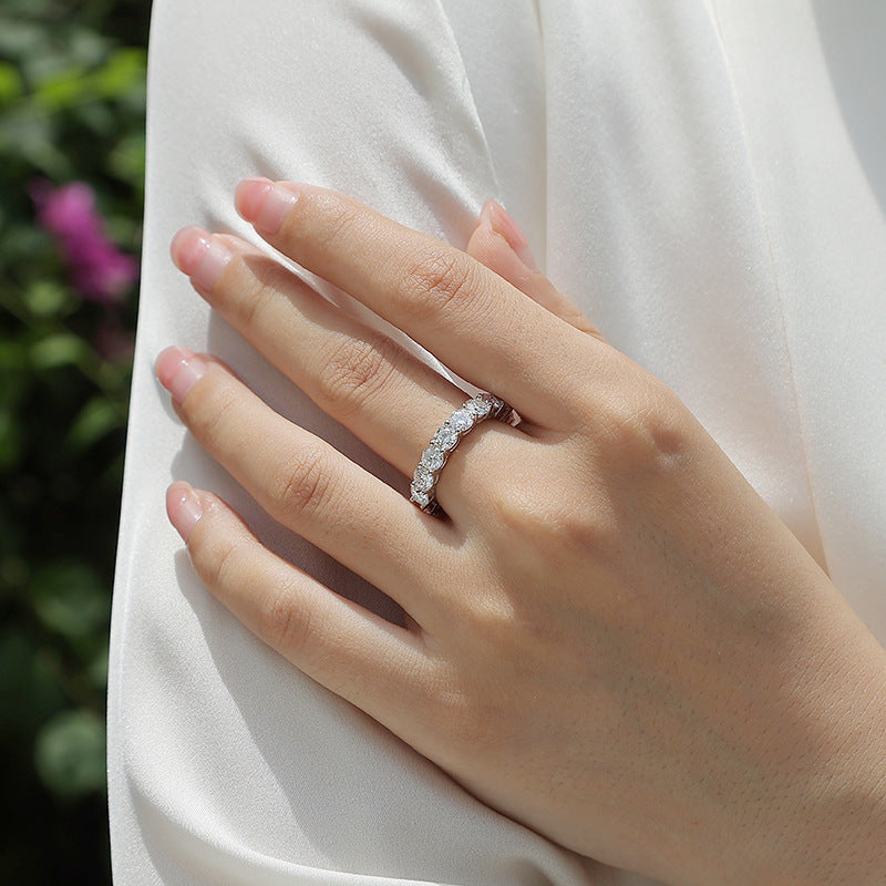 Couronne Infinie, 18k White Gold-Plated S925 Sterling Silver Moissanite Wedding Ring