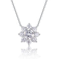 Éclat Central, 18K White Gold–Plated S925 Sterling Silver Moissanite Floral Pendant Necklace
