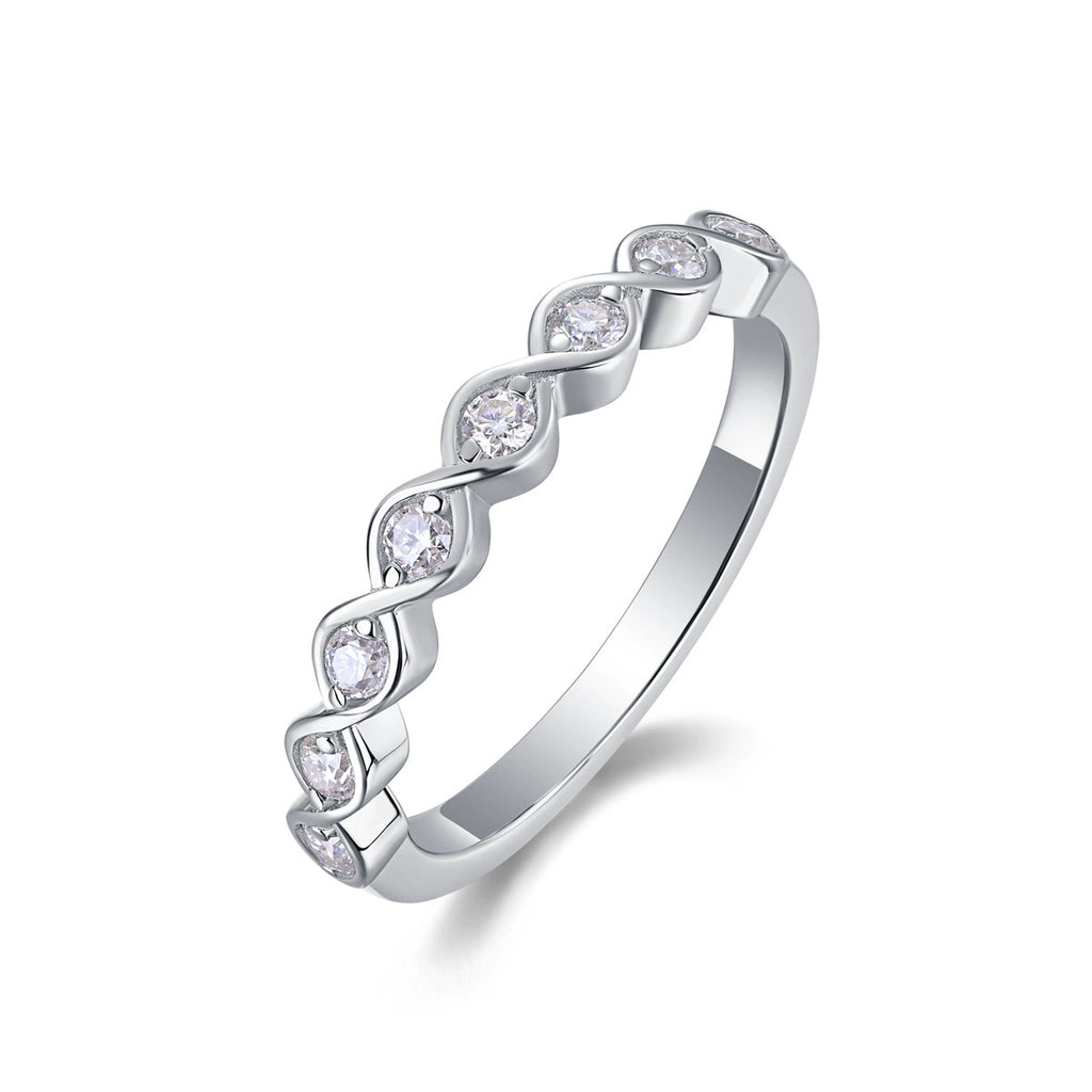 Onde de Grâce, 18k White Gold-Plated S925 Sterling Silver Moissanite Wedding Ring