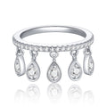 Pluie de Lumière, 18k White Gold-Plated S925 Sterling Silver Moissanite Statement Ring