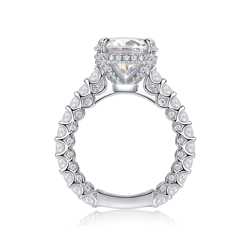 Couronne Radieuse, 18k White Gold-Plated S925 Sterling Silver 5ct Moissanite Engagement Ring