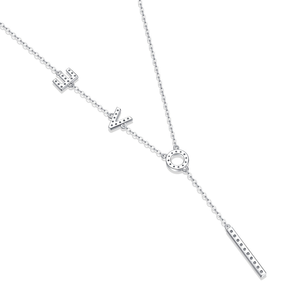 Ligne d’Affection, 18k White Gold-Plated S925 Sterling Silver Moissanite Pendant Necklace Collection