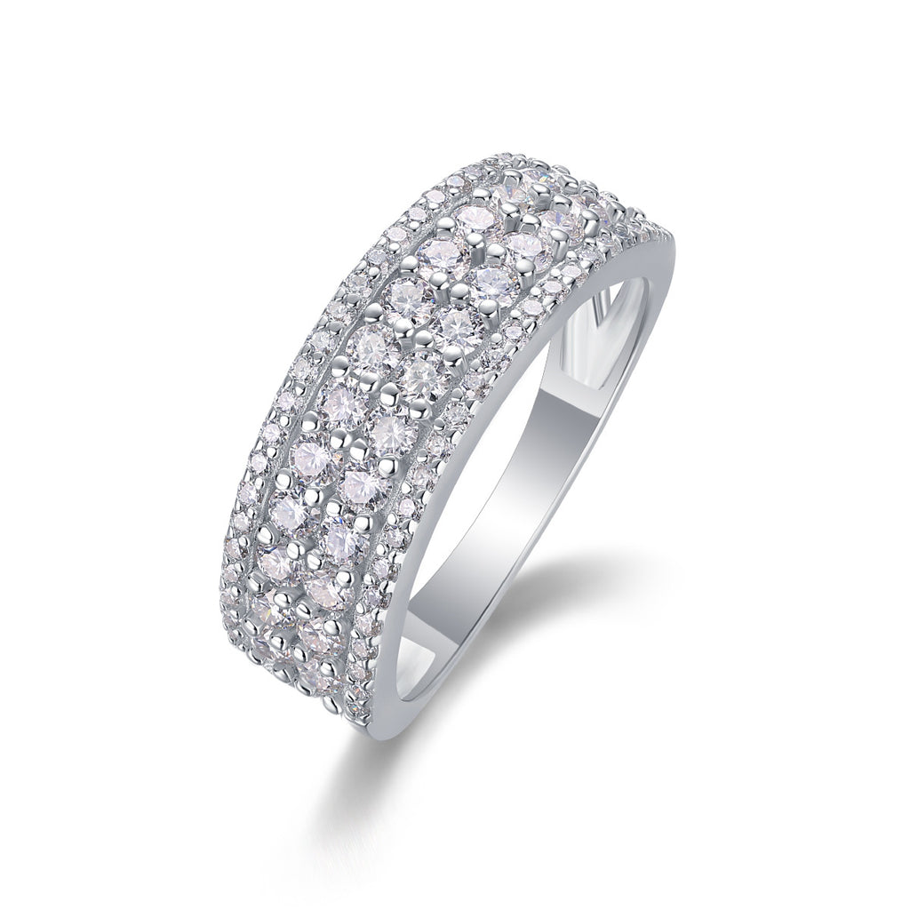 Majesté Pavé, 18k White Gold-Plated S925 Sterling Silver Moissanite Statement Ring