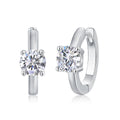 Cercle Solitaire, 18k White Gold-Plated S925 Sterling Silver 1.0ct Moissanite Hoop Earrings