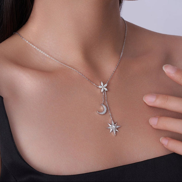 Lumière Céleste, 18k White Gold-Plated S925 Sterling Silver Moissanite Pendant Necklace Collection