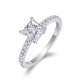 Étoile Carrée, 18k White Gold-Plated S925 Sterling Silver Moissanite Engagement Ring