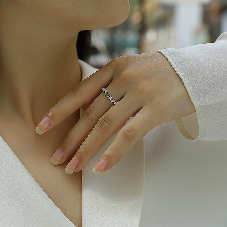 Moment Éternel, 18k White Gold-Plated S925 Sterling Silver 1.32ct Moissanite Wedding Ring