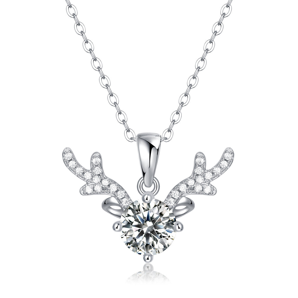 Étoile Sauvage， 18k White Gold-Plated S925 Sterling Silver 1.0ct Moissanite Pendant Necklace