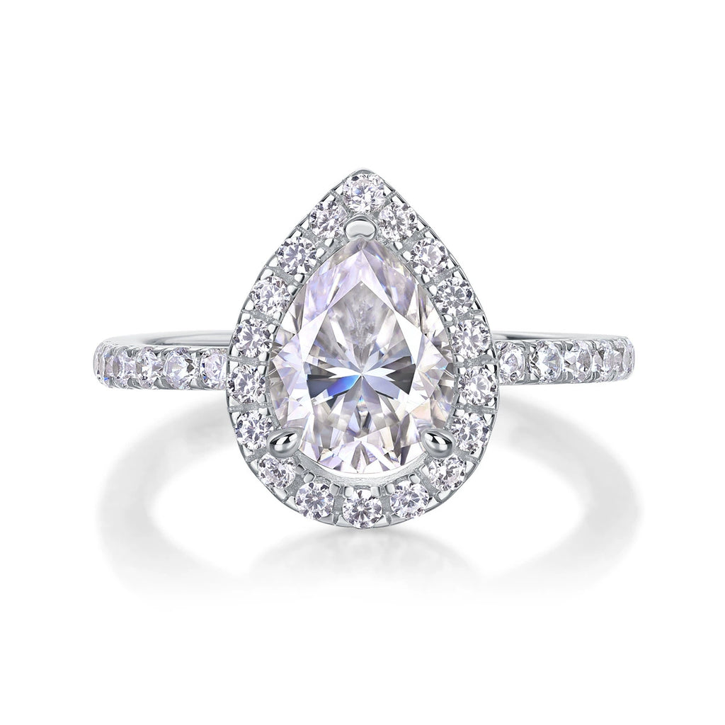 Lueur Éternelle, 18k White Gold-Plated S925 Sterling Silver 1.5ct Moissanite Engagement Ring