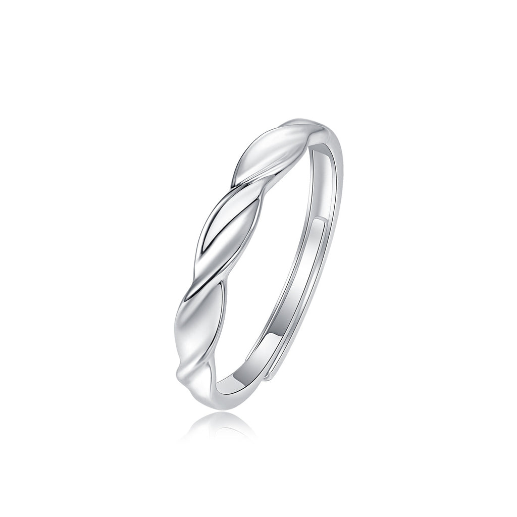 Union Céleste, 18k White Gold-Plated S925 Sterling Silver 0.5ct Moissanite Adjustable Wedding Ring Set