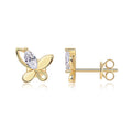 Papillon Éclat, 18k Yellow Gold-Plated S925 Sterling Silver 3×6 mm Moissanite Stud Earrings