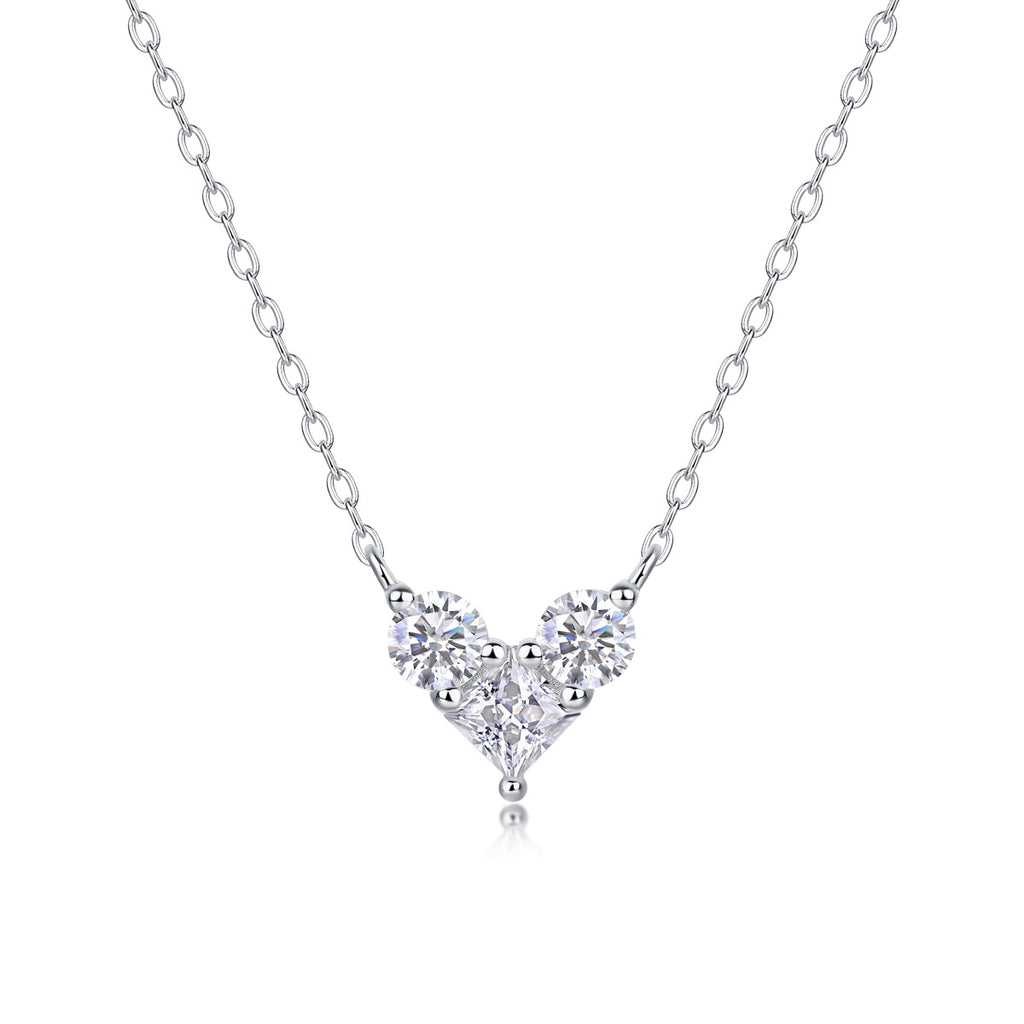Cœur Discret, 18K White Gold–Plated S925 Sterling Silver 1.0ct Moissanite Heart Pendant Necklace