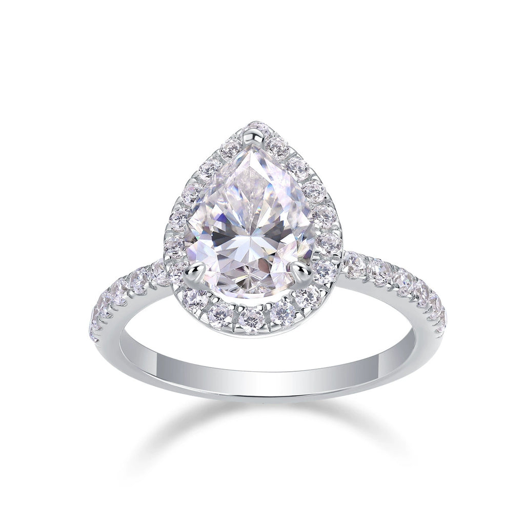 Lueur Éternelle, 18k White Gold-Plated S925 Sterling Silver 1.5ct Moissanite Engagement Ring