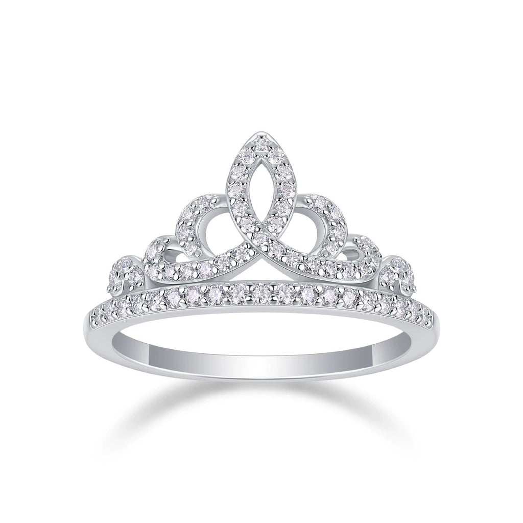 Couronne de Lune, 18k White Gold-Plated S925 Sterling Silver 0.36ct Moissanite Wedding Ring