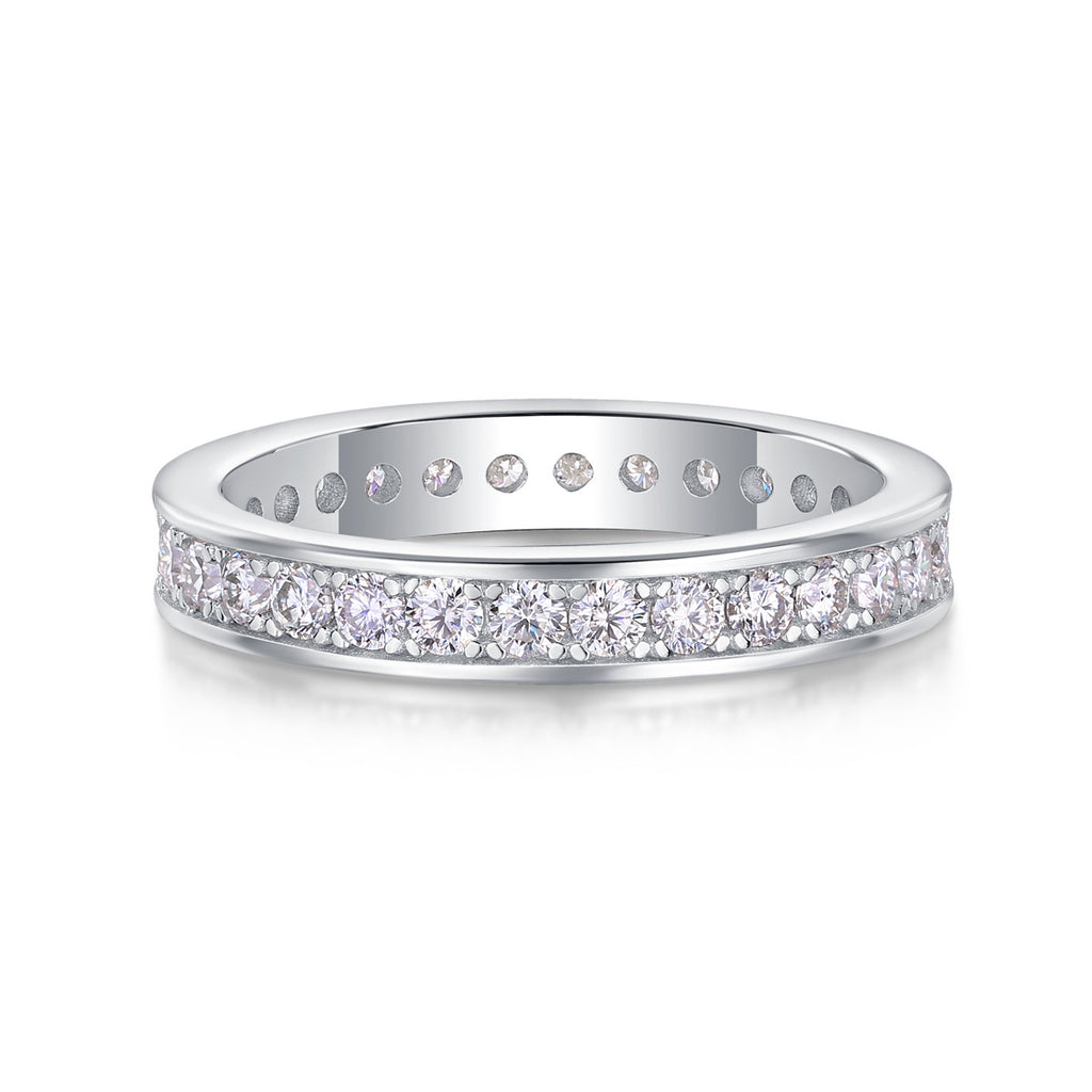 Trace de Lumière — 18k White Gold-Plated S925 Sterling Silver 0.9ct Moissanite Wedding Ring