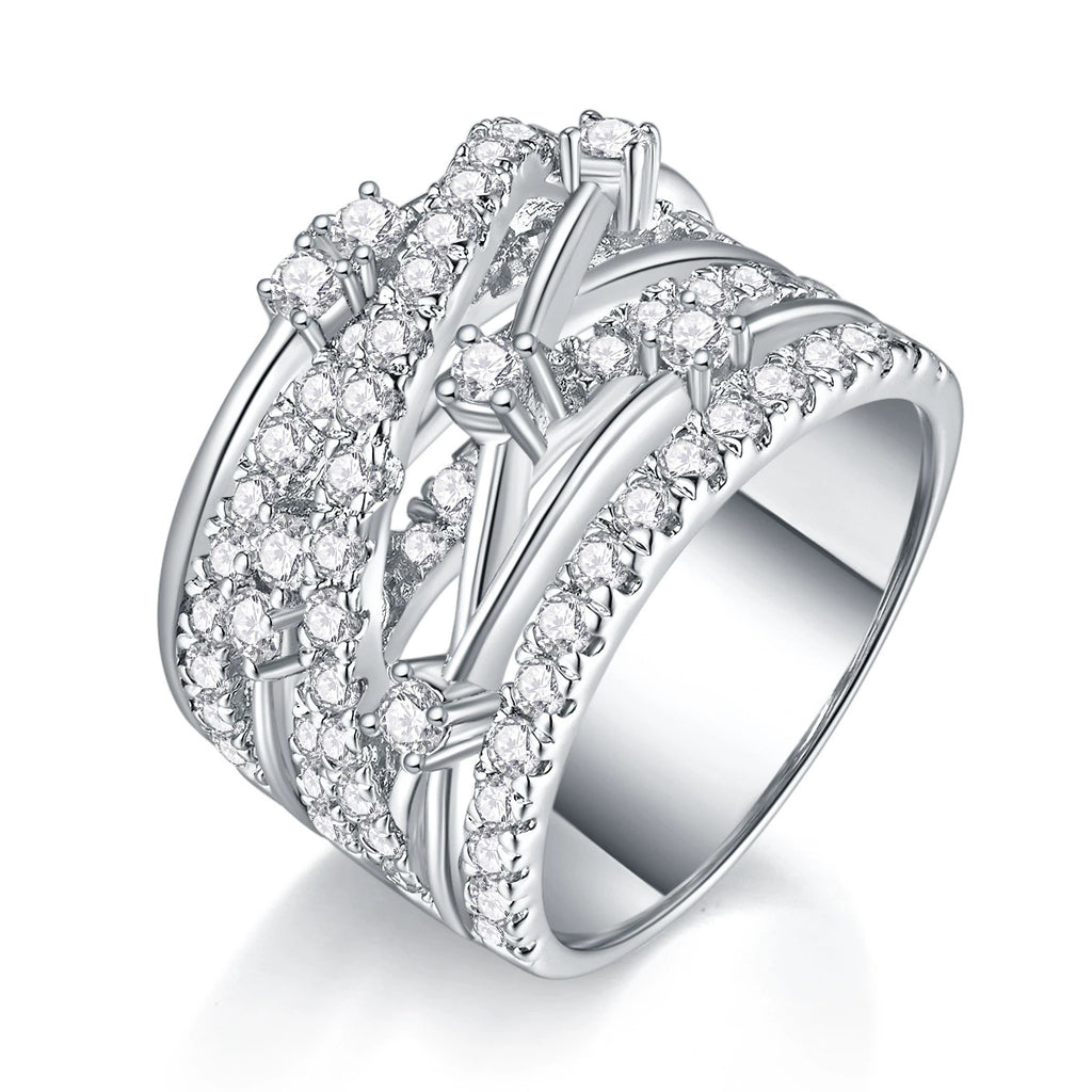 Architecture d’Éclat, 18k White Gold-Plated S925 Sterling Silver Moissanite Statement Ring