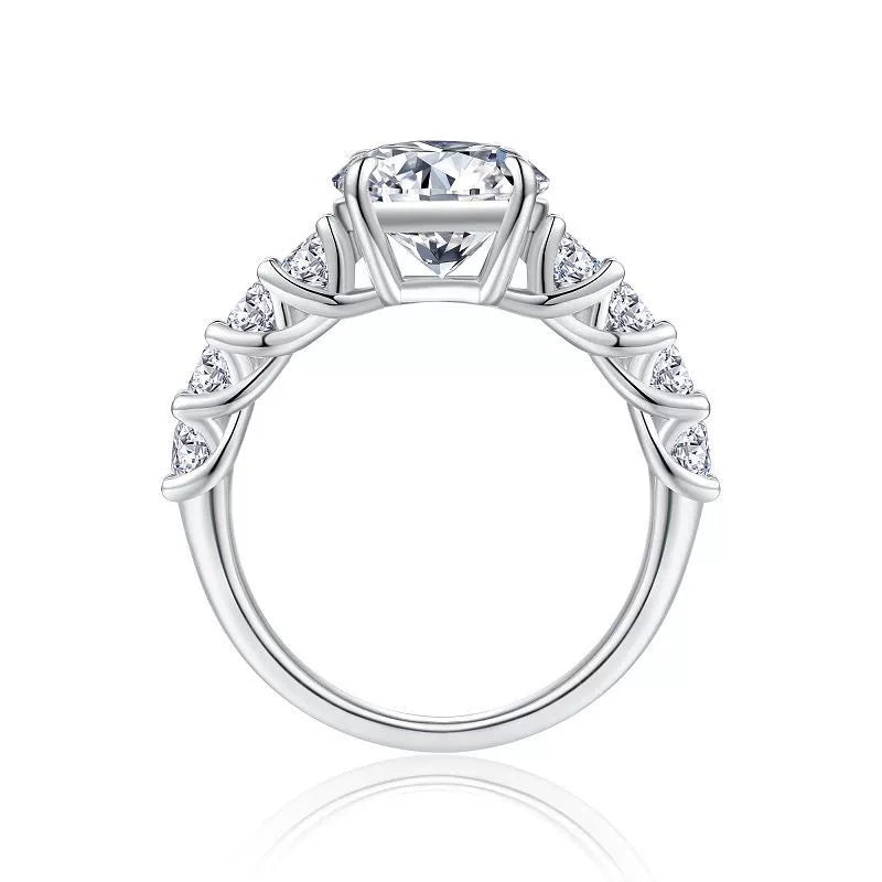 Ligne Entrelacée, 18k White Gold-Plated S925 Sterling Silver 3.0ct Moissanite Engagement Ring