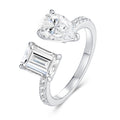 Dualité Moderne, 18k White Gold-Plated S925 Sterling Silver Moissanite Statement Ring