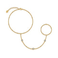 Liaison Élégante, 18k White/Yellow Gold-Plated S925 Sterling Silver Moissanite Hand Chain Bracelet