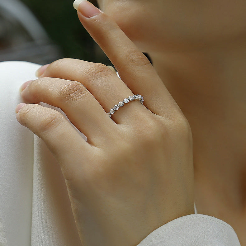 Moment Éternel, 18k White Gold-Plated S925 Sterling Silver 1.32ct Moissanite Wedding Ring