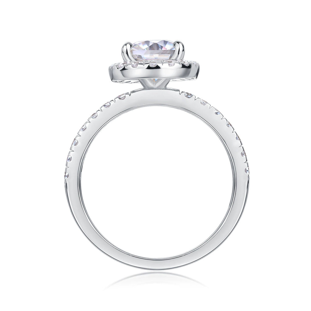 Lueur Éternelle, 18k White Gold-Plated S925 Sterling Silver 1.5ct Moissanite Engagement Ring