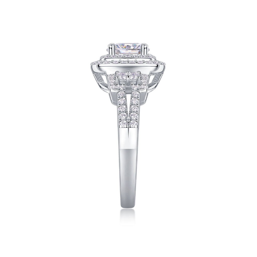 Héritage Lumière, 18k White Gold-Plated S925 Sterling Silver 1ct Moissanite Solitaire Ring