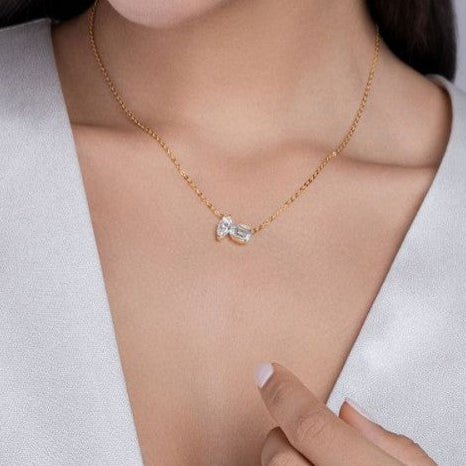 Dualité Épure, 18k Yellow Gold-Plated S925 Sterling Silver Moissanite Pendant Necklace