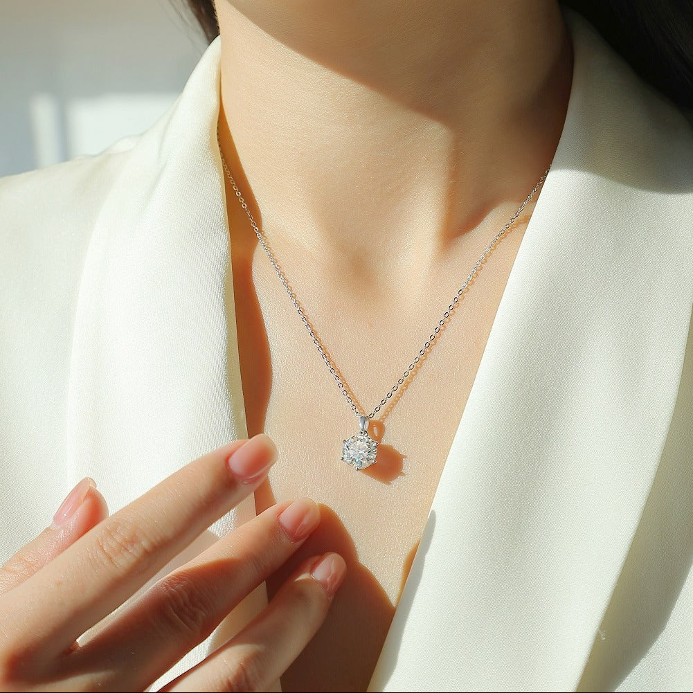 Lumière Suspendue, 18k Gold-Plated S925 Sterling Silver Moissanite Pendant Necklace